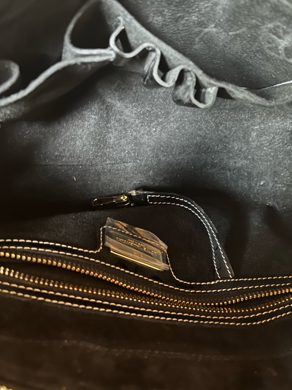 Black Patent Women's Satchel Bag with Gold Hardware - Picture 5 of 15